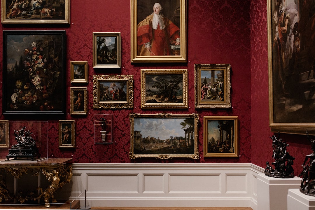 Assorted picture frames on a gallery wall